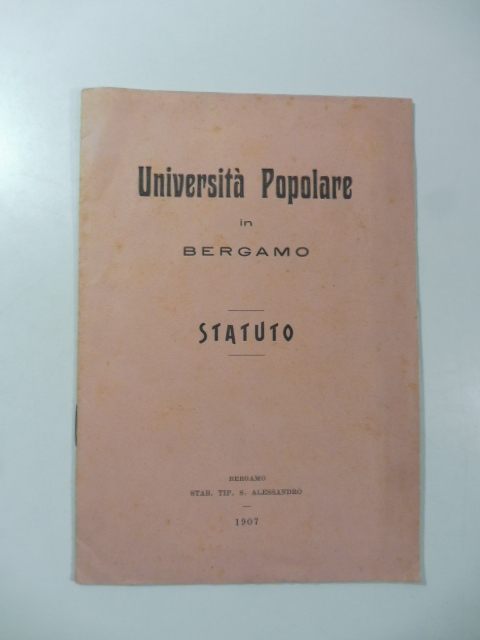 Università popolare in Bergamo. Statuto